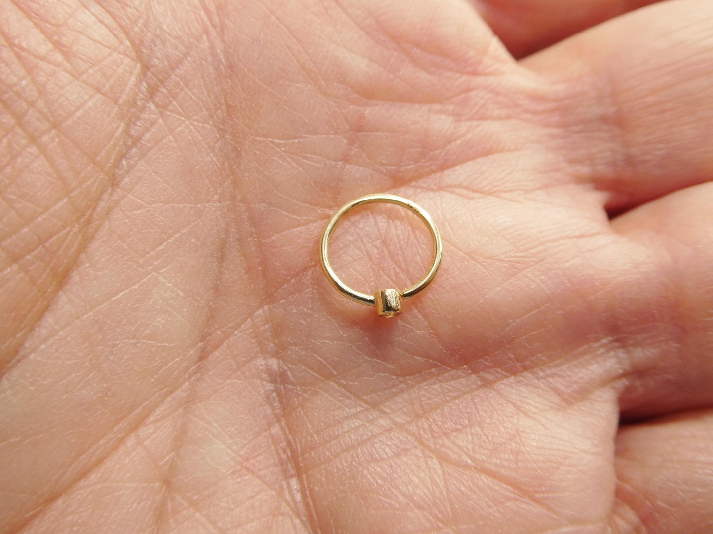 14k real solid yellow gold cz hoop earring cartilage daith ring piercing
