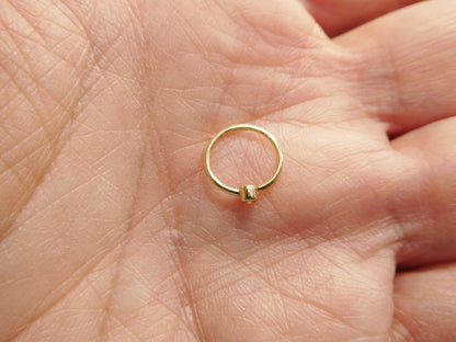 14k Real Solid Yellow Gold CZ Hoop Earring Cartilage Daith Ring Piercing