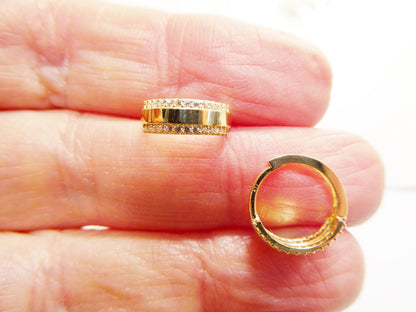 Real 10k Solid Yellow Gold Designer Hoop Huggie Earrings