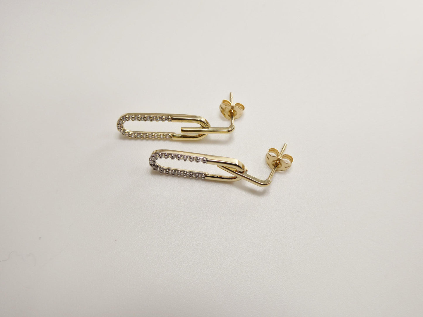 real 10k solid yellow gold design paperclip push post earrings