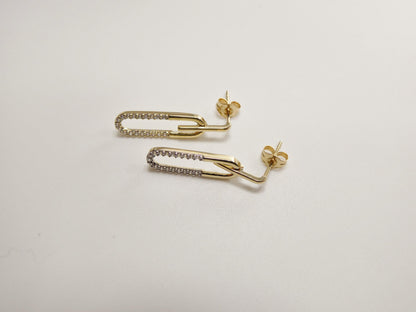 Real 10k Solid Yellow Gold Design Paperclip Push Post Earrings