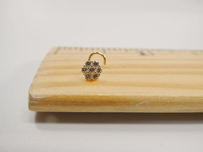 14k Real Solid Yellow Gold Flower Twist Nose Ring