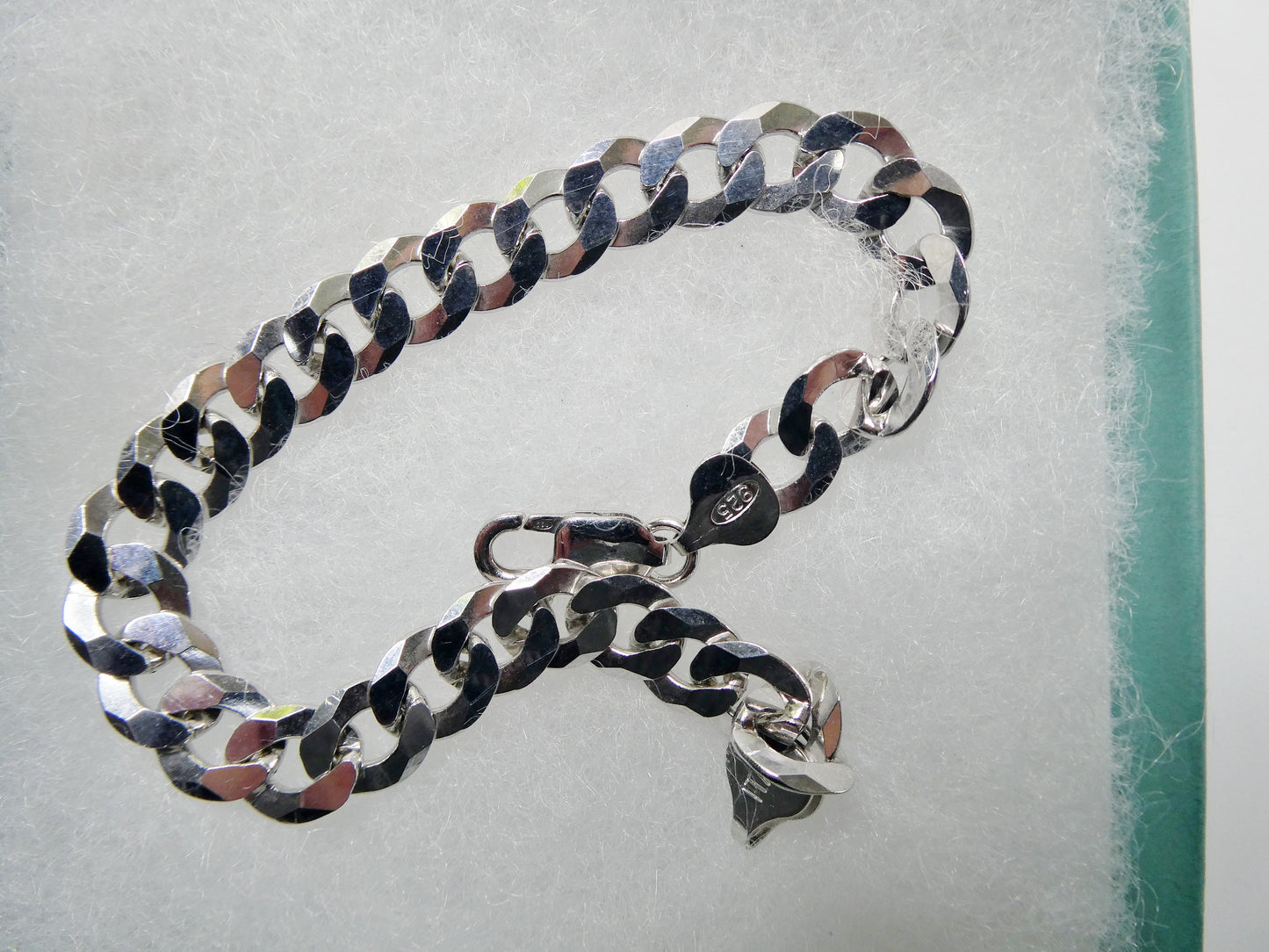 real 8.5 inch 925 sterling silver solid 14k white gold finish
