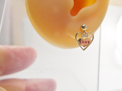 Real 10k Solid Yellow Gold Heart Love Push Post Earrings