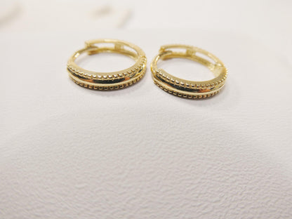 Real 10k Solid Yellow Gold Designer Hoop Huggie Earrings