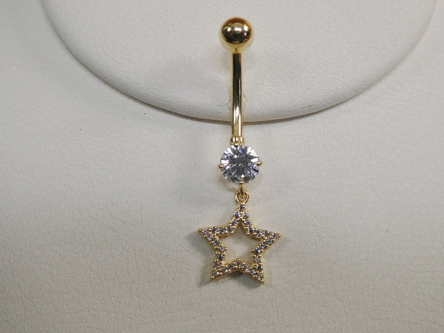14k real solid yellow gold dangling star belly button ring piercing
