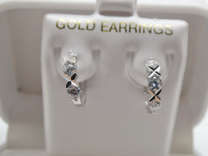 Real 10k Solid Yellow Gold XO Hoop Huggie Earrings