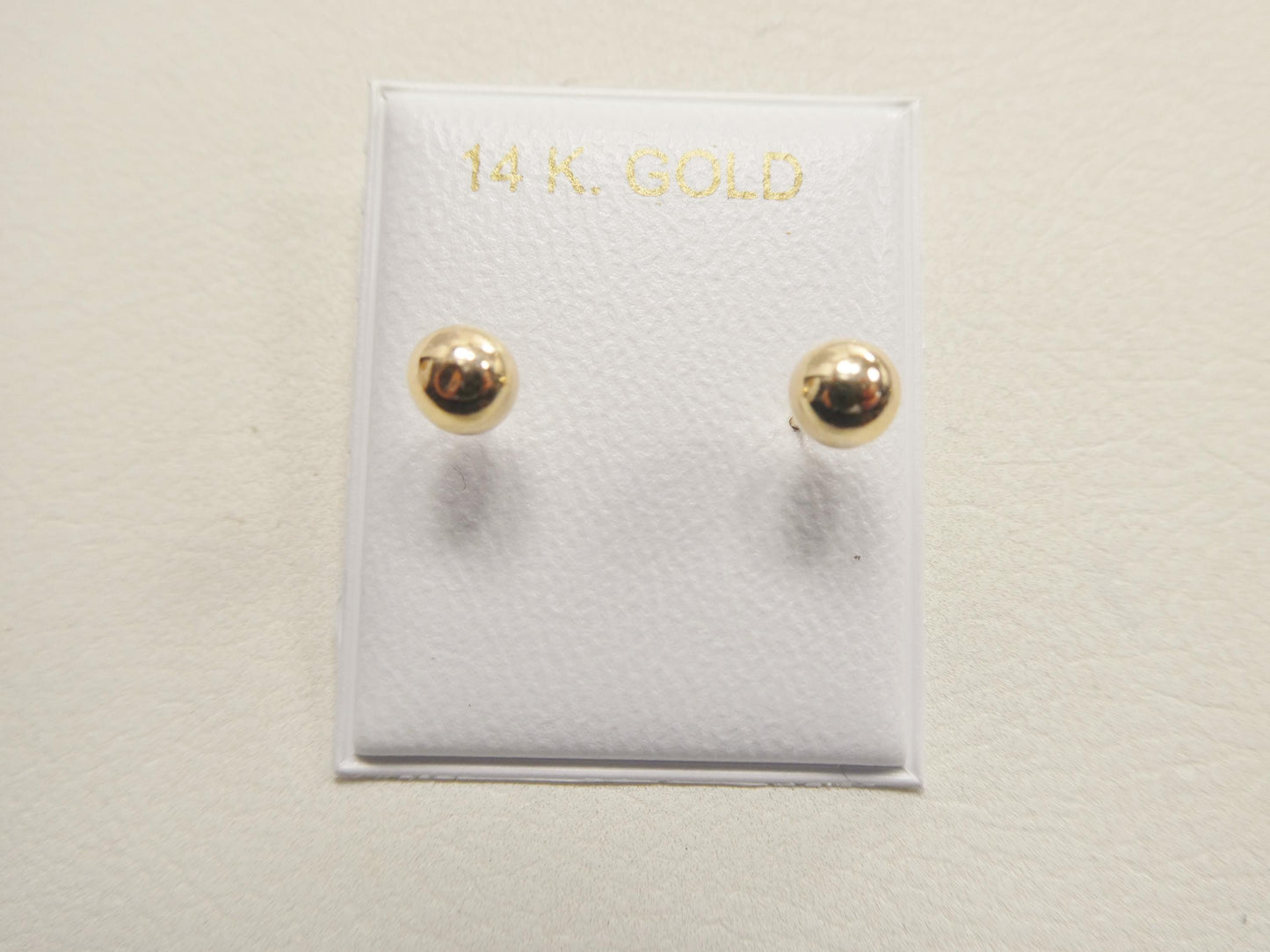 14k solid yellow gold high polish flat screw post ball earrings