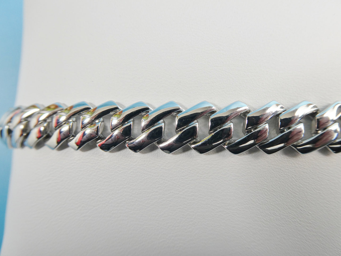 8 inch 14k white gold color tone Monaco bracelet over real solid 925 sterling silver
