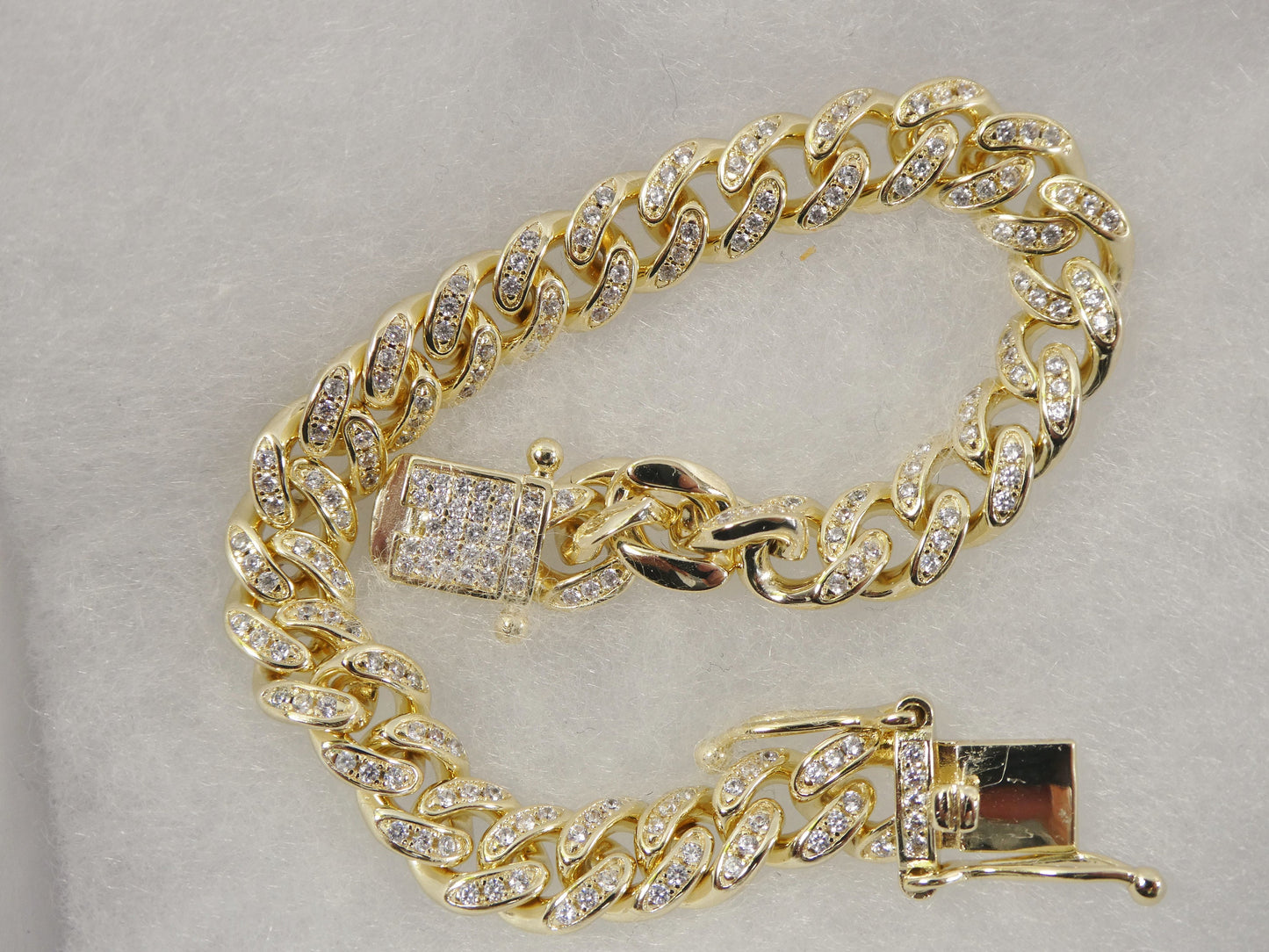 18k yellow gold filled 8mm full stone prong setting bracelet 7" 8" length