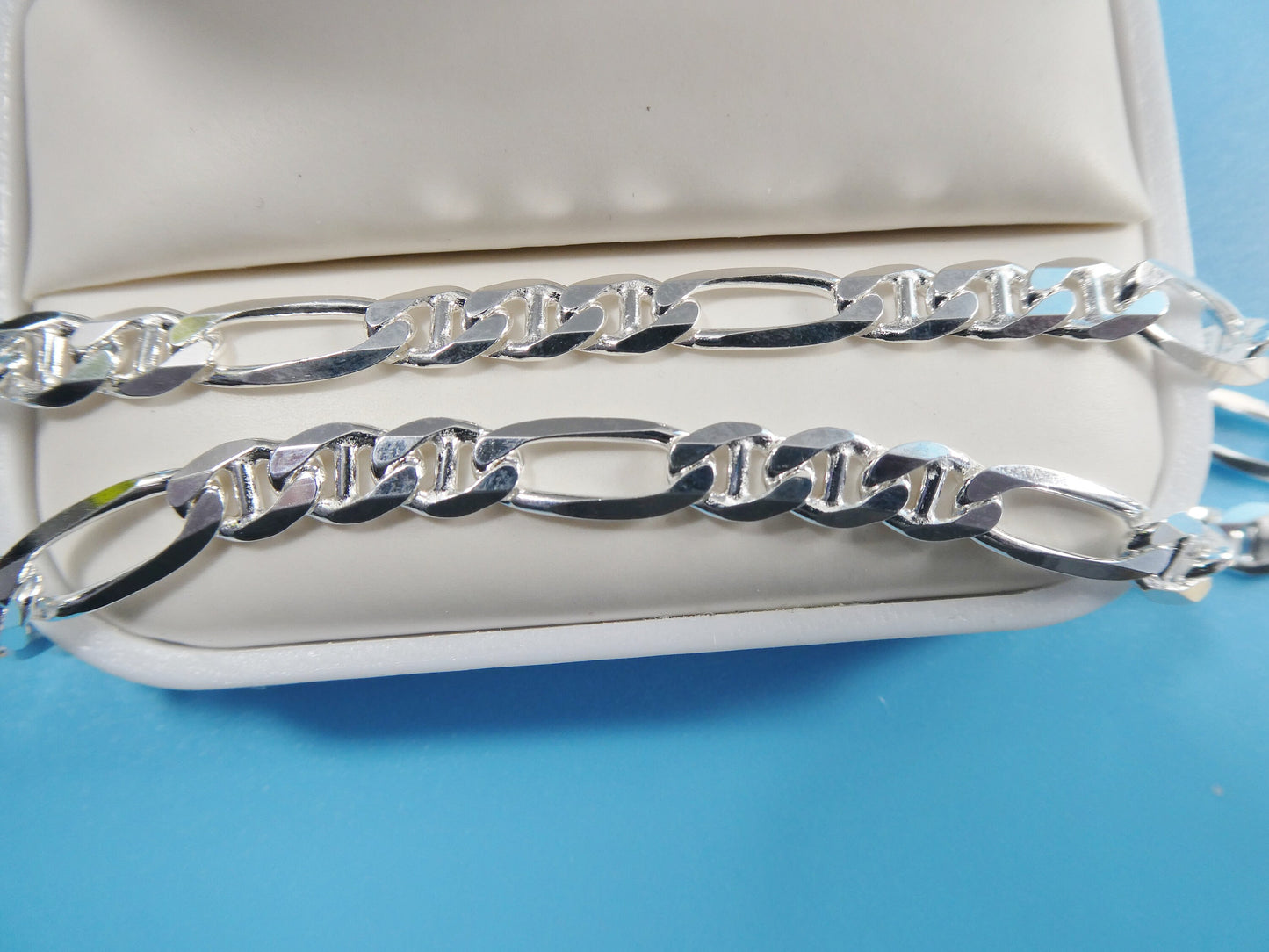 new style real 925 sterling silver 5.5MM Italian figaro / mariner solid chain lobster lock clasp
