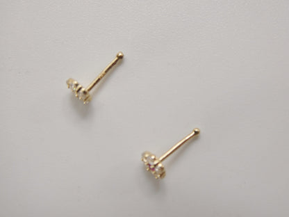 14k Real Solid Yellow Gold Round Flower Stud Nose Ring