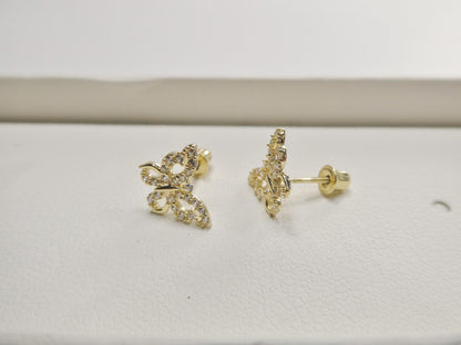 Real 10k Solid Yellow Gold Butterfly Screw Back Post Earrings