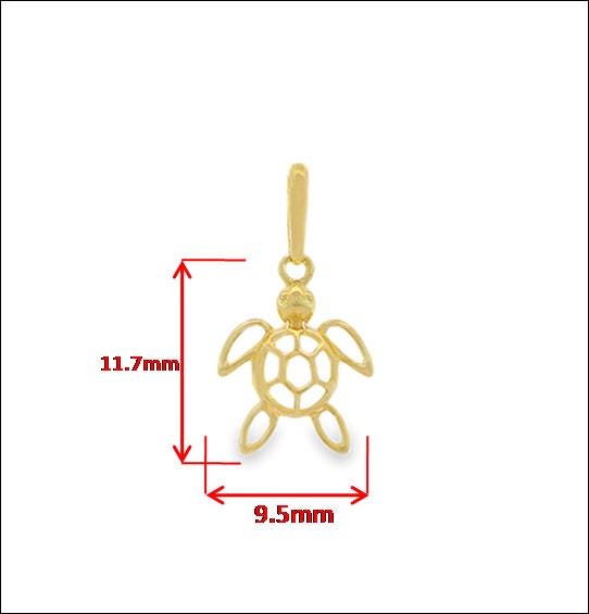 10k Yellow Gold Singapore Chain Necklace plain turtle Pendant