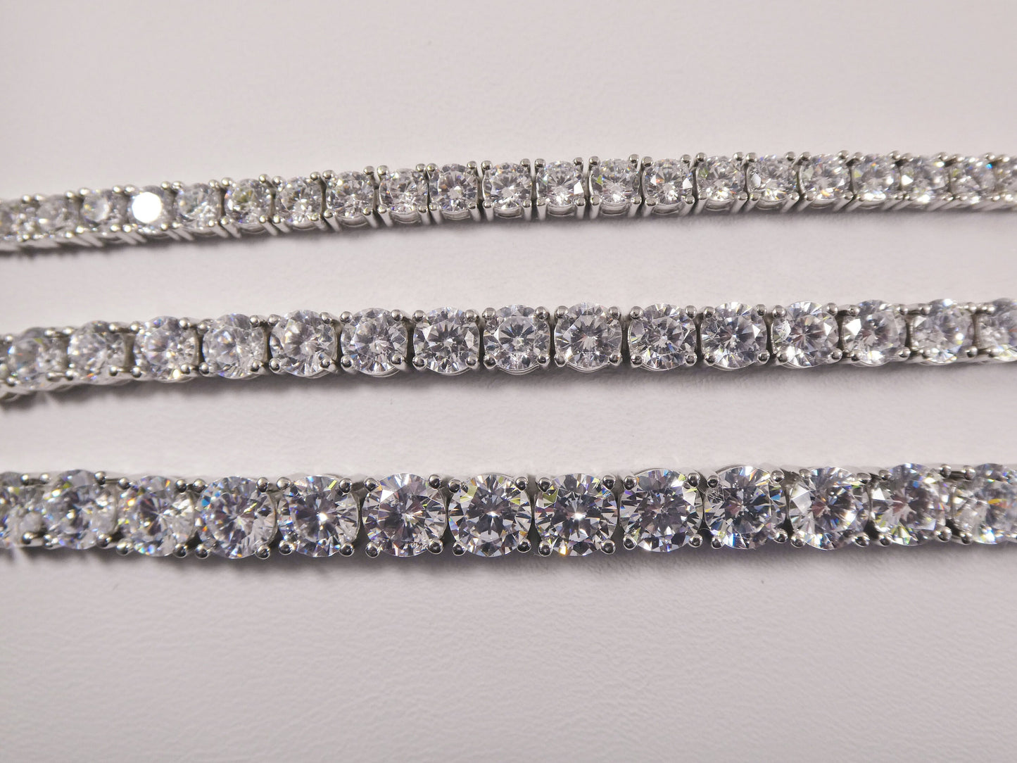 real 925 sterling silver tennis bracelet 3mm / 4mm / 5mm white gold finish