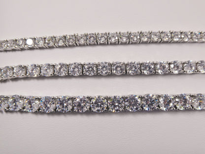 Real 925 Sterling Silver Tennis Bracelet 3mm / 4mm / 5mm White Gold Finish