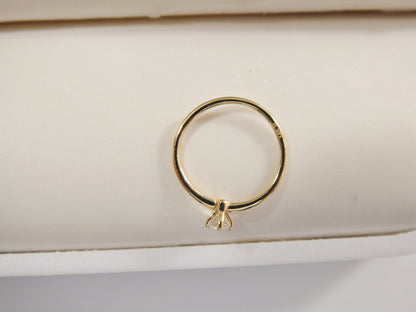 14k Real Solid Yellow Gold CZ Hoop Earring Cartilage Daith Ring Piercing