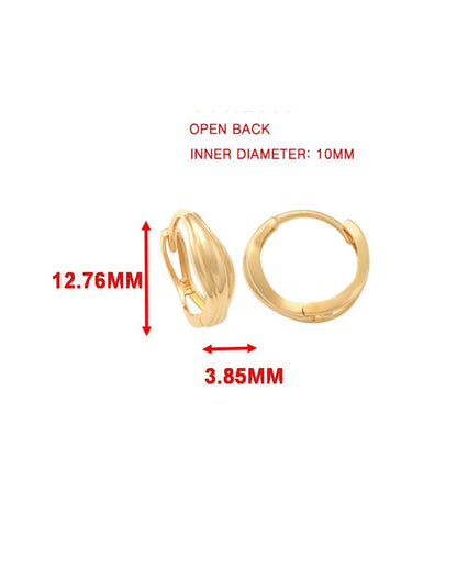 Real 10k Solid Yellow Gold Designer Hoop Huggie Earrings
