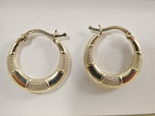 10k real solid yellow gold 17MM classic design hoop earrings