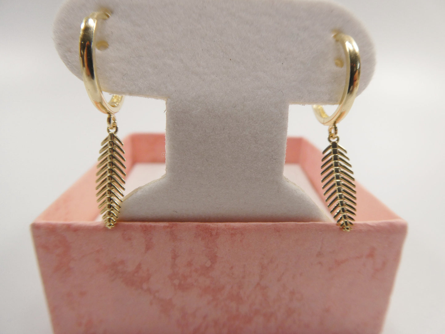 10k real yellow gold wheat dangle plain huggie earrings