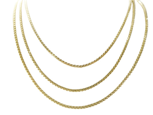 10k real solid yellow gold tiny small 2MM round box chain necklace