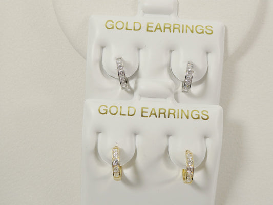 real 10k solid yellow gold small 9mm prong setting huggie hoop earrings