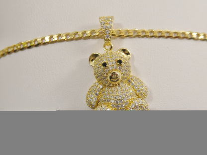 925 Sterling Silver Teddy Bear Set Chain and Pendent