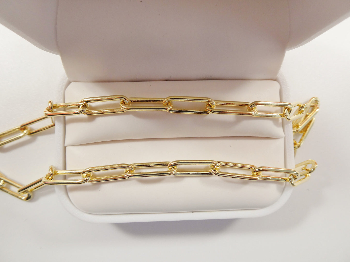 5mm 18k gold filled paper clip chain necklace 16"-18'-20"