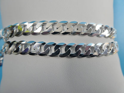 Real 925 Sterling Silver 7.6MM Italian Solid Chain Lobster Lock Clasp