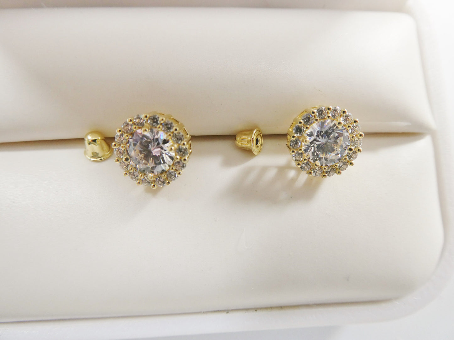 real 10k solid yellow gold screw back post large circle stud earrings