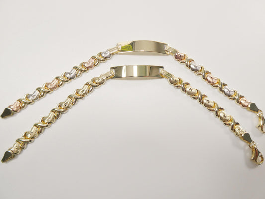 10k real solid yellow gold 6 inch heart baby ID bracelet