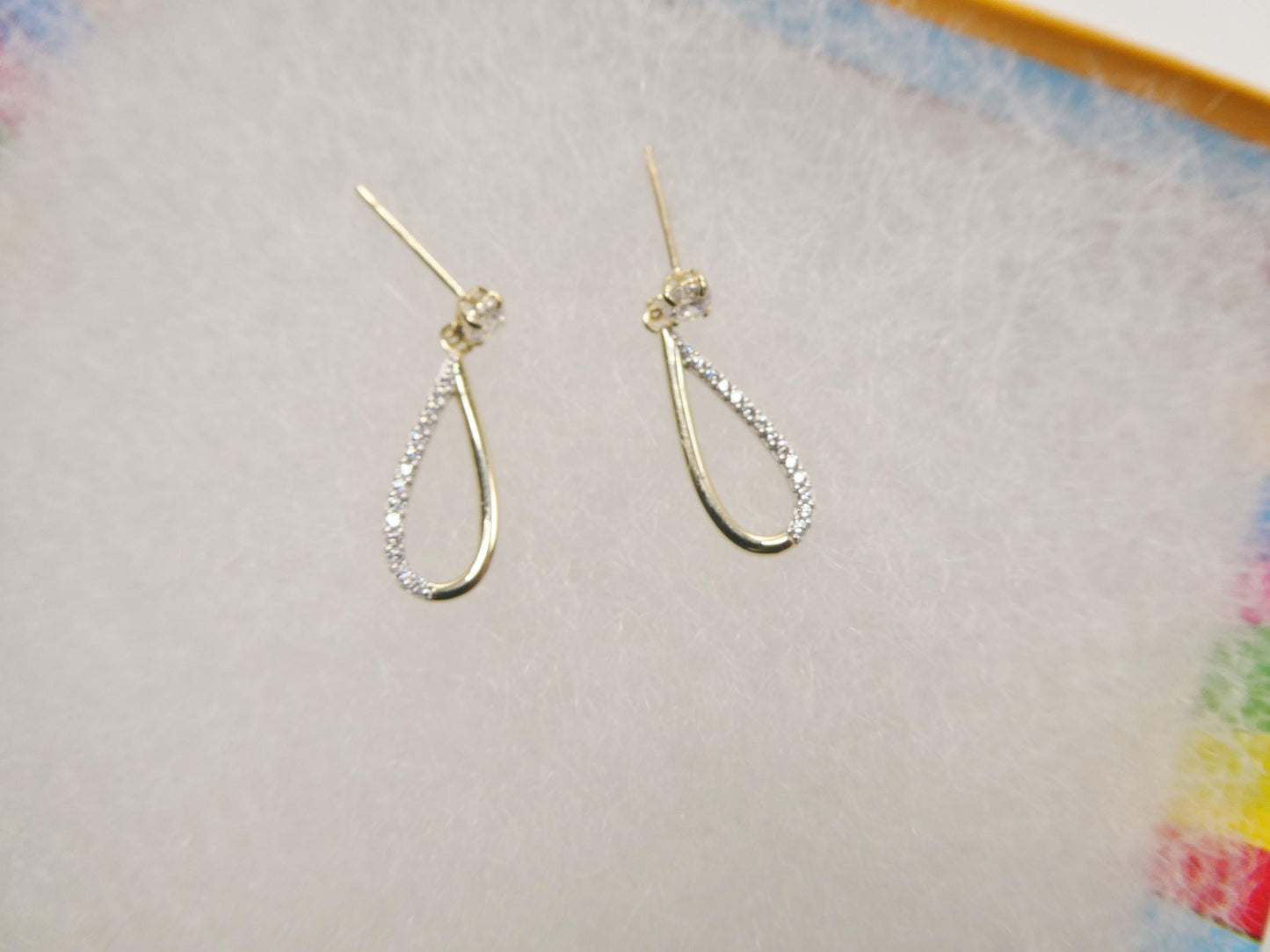 real 10k solid yellow gold oval drop push post earrings