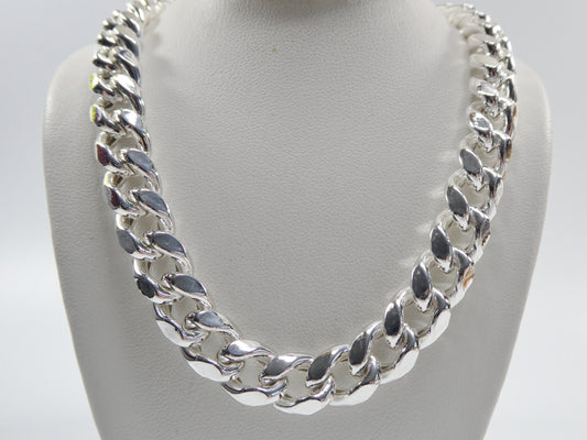 real 10mm 26 INCH 925 sterling silver men SEMI SOLID  Miami link chain box lock clasp