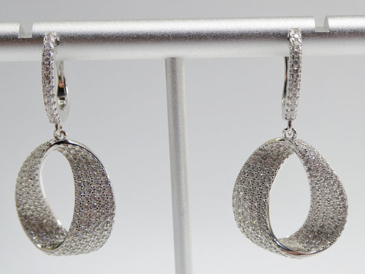 real 925 sterling silver micro pave setting 14k white gold color finish drop earring