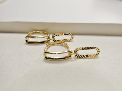 Real 10k Solid Yellow Gold Designer Hoop Huggie Earrings