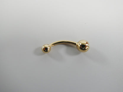 14k Real Solid Yellow Gold Plain Ball Belly Ring
