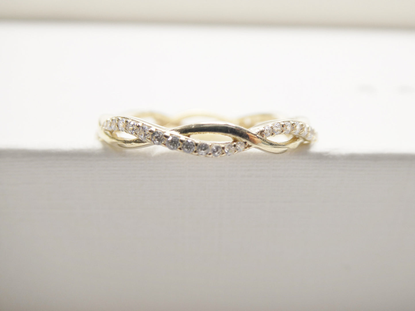 real 10k solid yellow gold women's classic micro pave setting ring