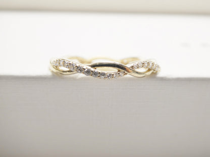 Real 10k Solid Yellow Gold Women's Classic Micro Pave Setting Ring