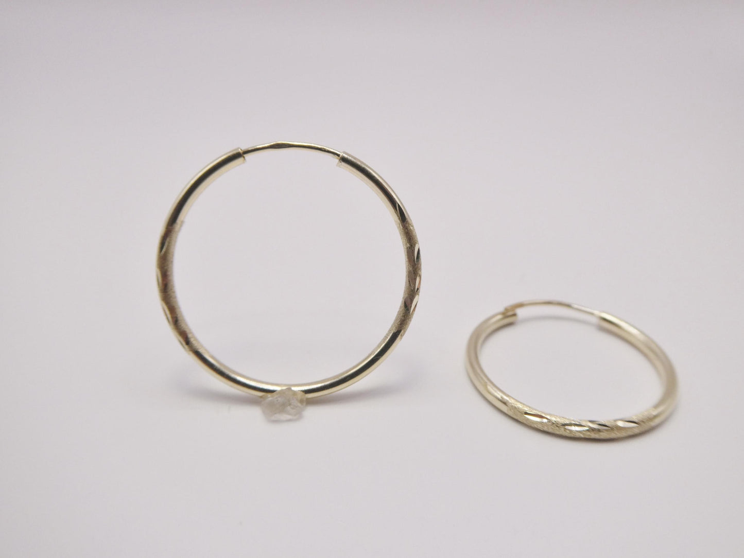 10k real solid yellow gold 2mm tube diamond cut endless hoop earrings