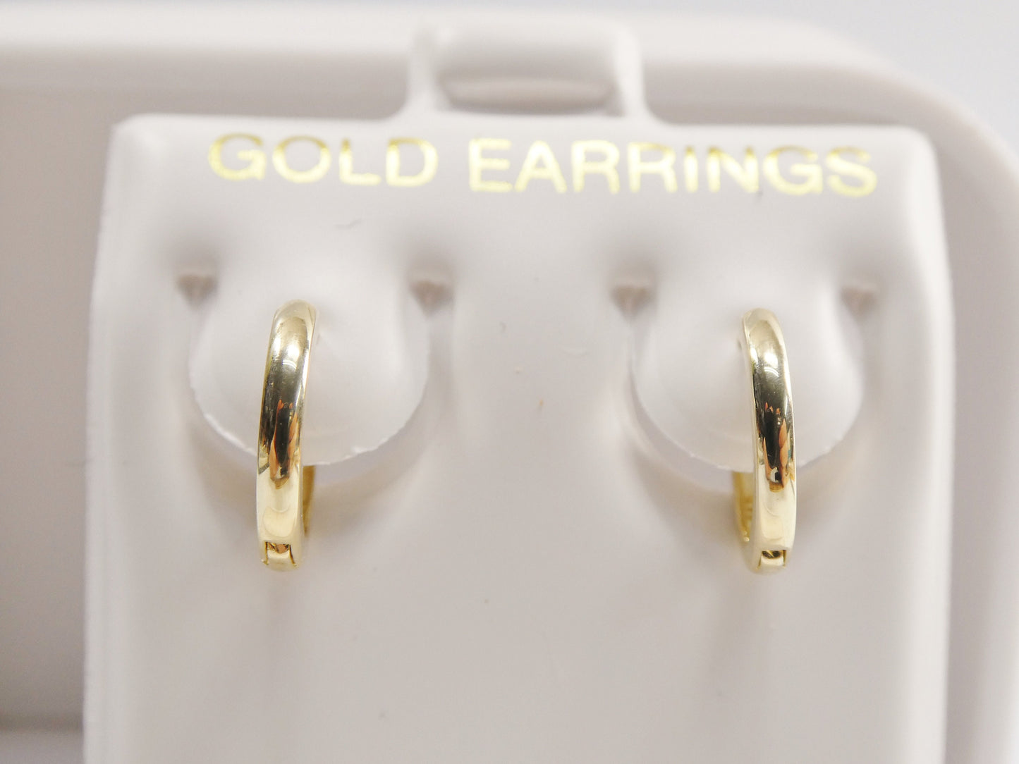 real 10k solid yellow gold 11mm high polish plain hoop huggie earrings