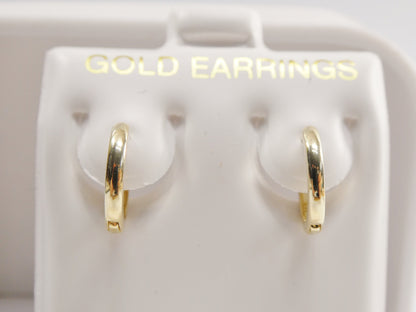 Real 10k Solid Yellow Gold 11mm High Polish Plain Hoop Huggie Earrings