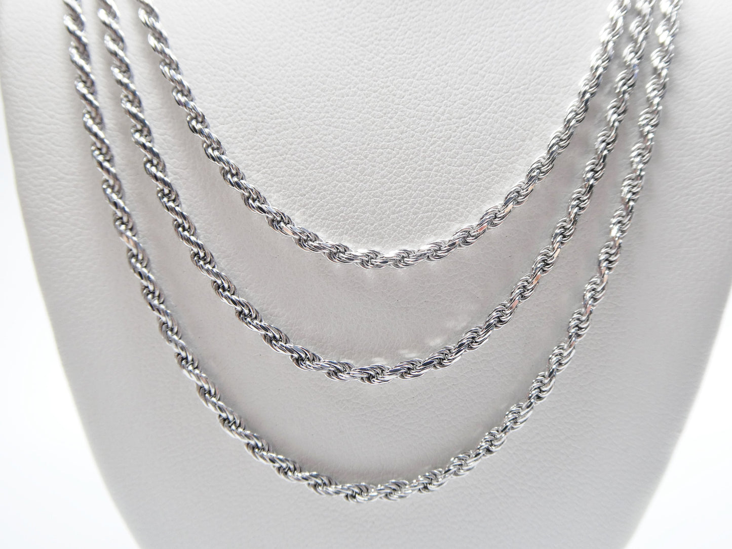 925 Sterling Silver 2.2MM Rope Chain - 14k White Gold Finish