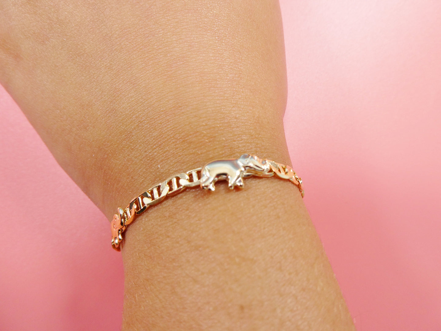 5.5 inch 18k gold filled mariner chain style elephant baby bracelet