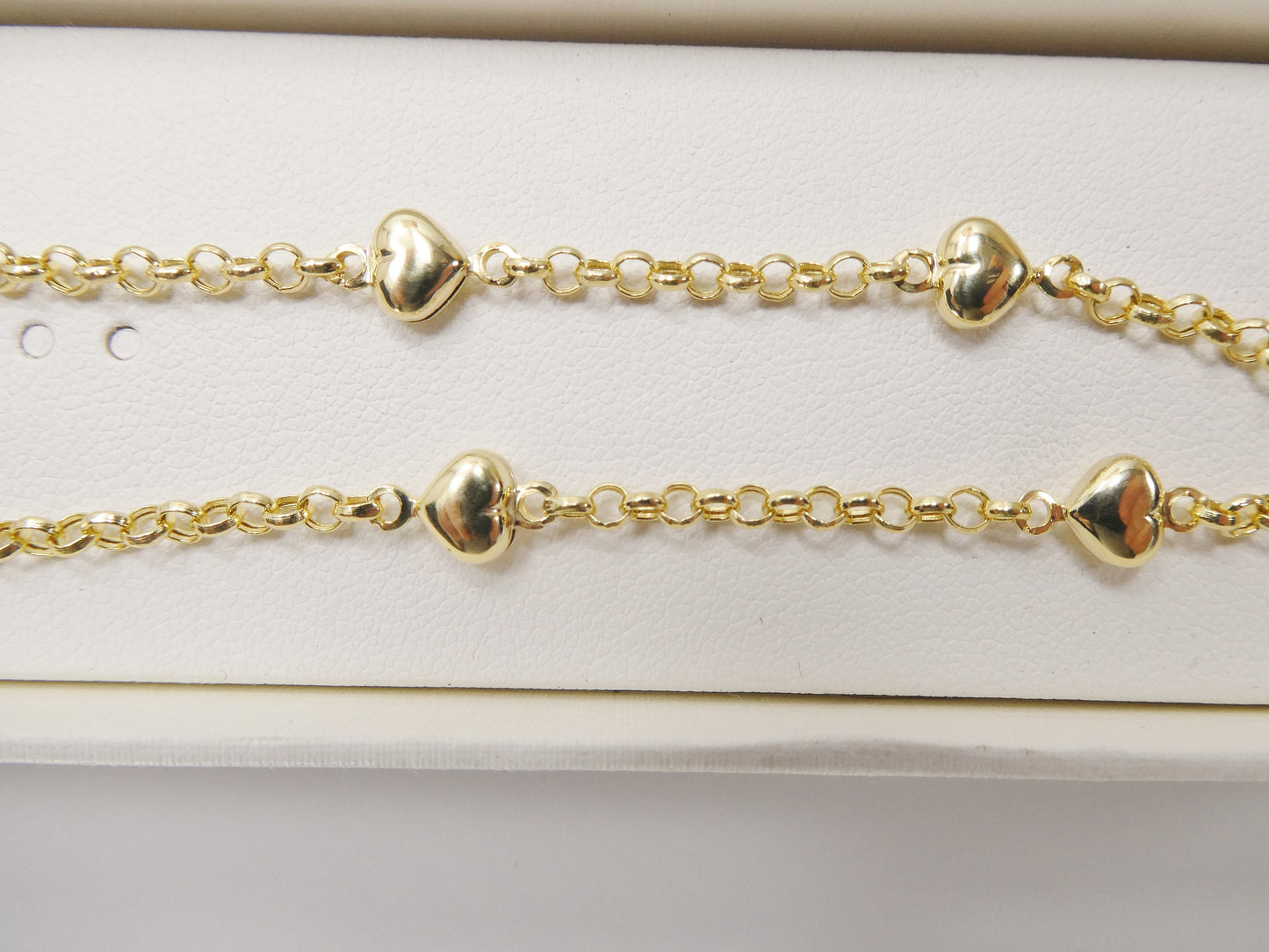 real 10k solid yellow gold 5.5/ 6 inch children/women heart cable bracelet