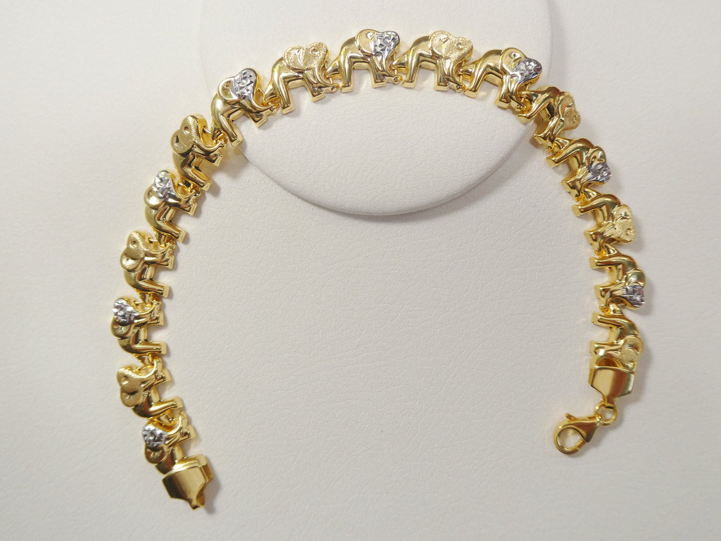 Sterling Silver Two-Tone Elephant Bracelet: 14k Gold Finish
