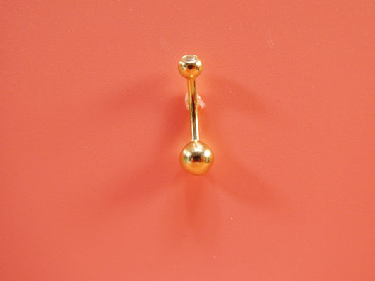 14k real solid yellow gold high polish ball belly button ring piercing
