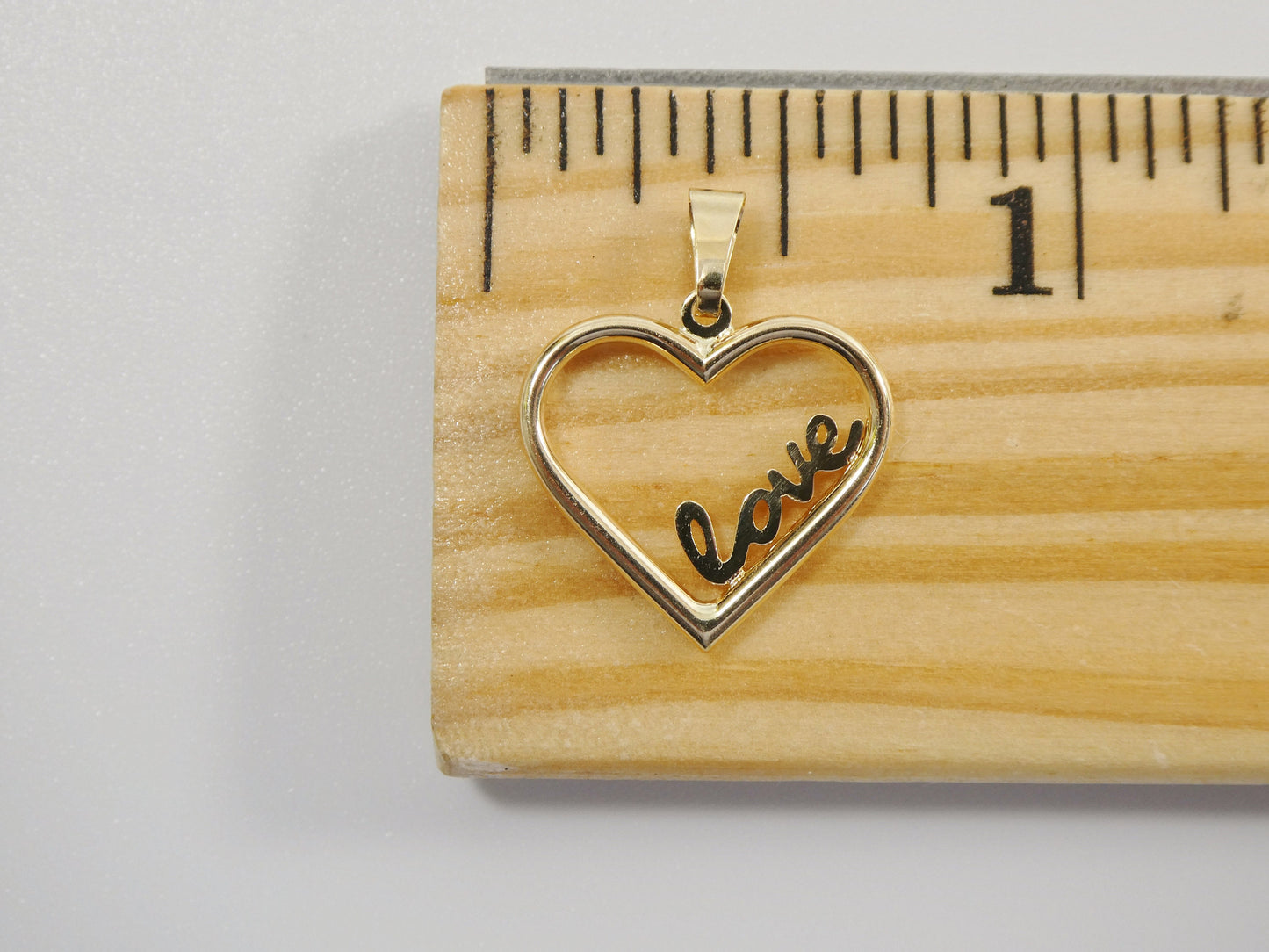 women's 14k real solid yellow gold love heart charm