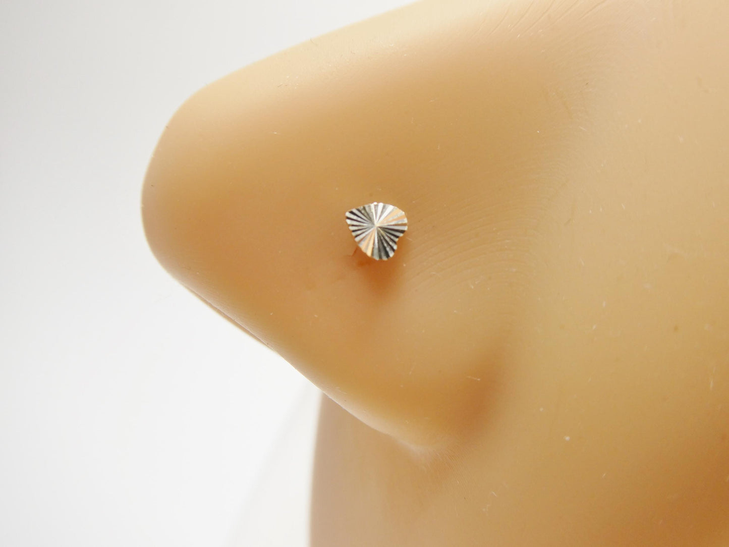 14k real solid yellow gold heart long post nose ring