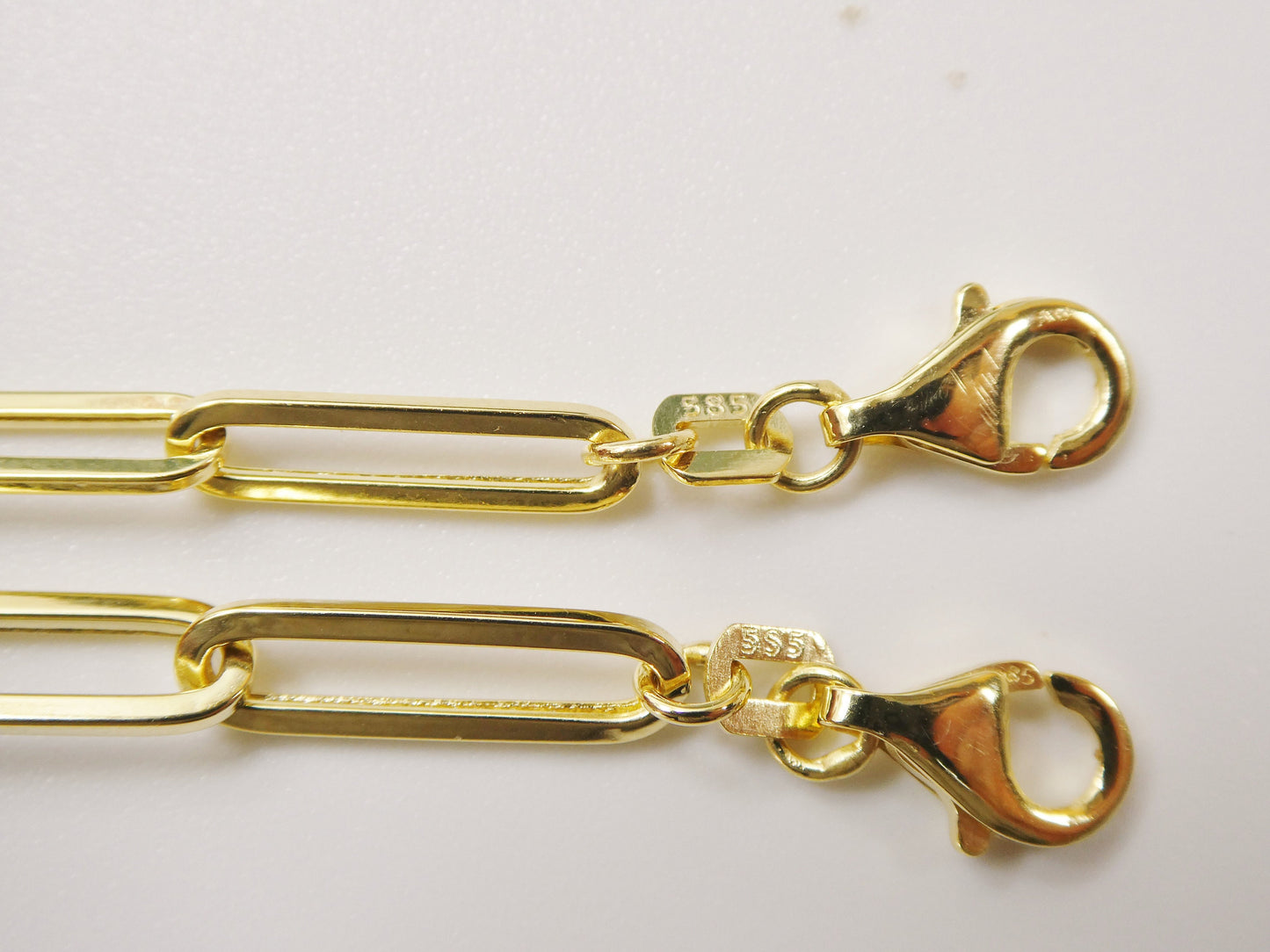 14k real solid yellow gold small wrist 6.5 inch paper clip high polish bracelet