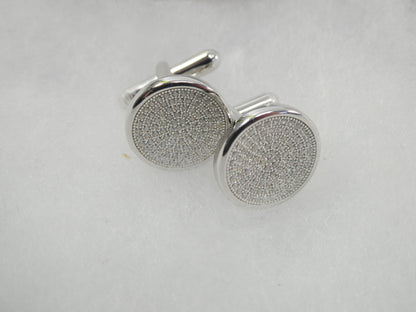 Real 925 Sterling Silver Micro Fave Full Stone Setting Cufflinks